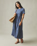 Women's Premium Slub Tiered Dress - Washed Denim